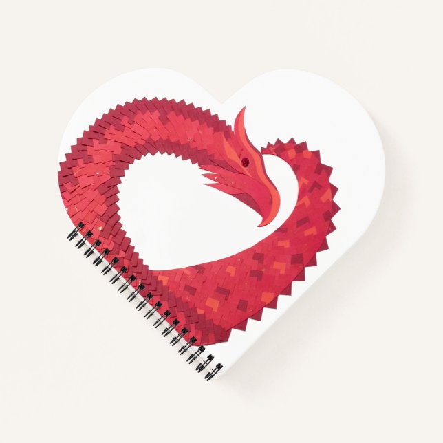 Carnet Dragon de coeur rouge en blanc (Devant)