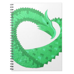 Carnet Dragon de coeur vert sur blanc