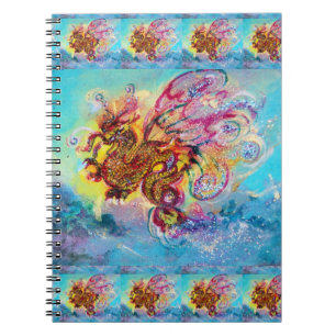 Carnet DRAGON DE MER ENTRE VAGUES Imaginaire Bleu rose