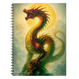 Carnet Dragon Serpent Doré Fantastique Art Golden Sun