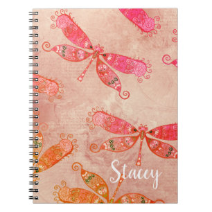 Carnet Dragonflies Boho en rose