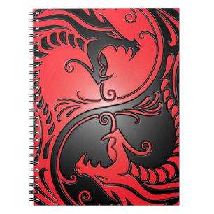 Carnet Dragons, rouge et noir de Yin Yang