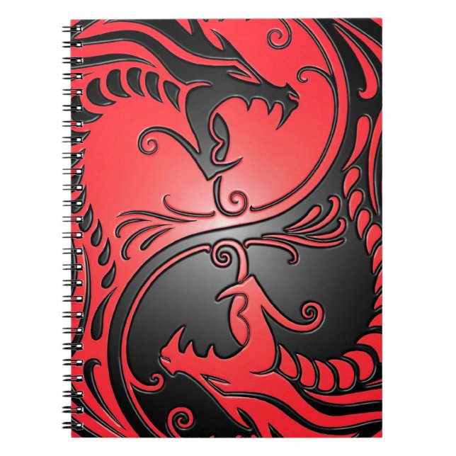 Carnet Dragons, rouge et noir de Yin Yang (Devant)