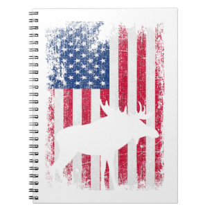 Carnet Drapeau américain Animaux d'orignaux Vintage 4 jui