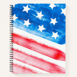 Carnet Drapeau américain Drapeau Aquarelle Étoiles rayu