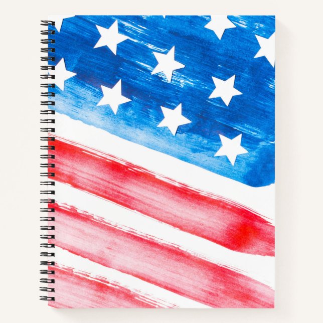 Carnet Drapeau américain Drapeau Aquarelle Étoiles rayure (Devant)