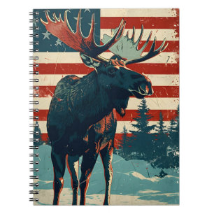 Carnet Drapeau américain Moose Vintage