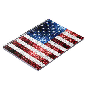 Carnet drapeau américain rouge blanc brillant parties sci
