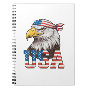 Carnet Drapeau américain USA Hommes Femmes Enfants Aigle 