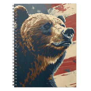 Carnet Drapeau américain vintage Grizzly
