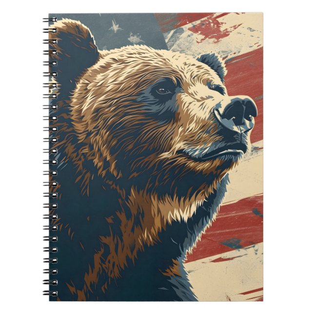 Carnet Drapeau américain vintage Grizzly (Devant)