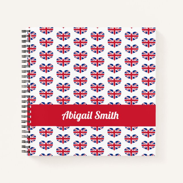 Carnet Drapeau britannique en forme de coeur / Union Jack (Devant)