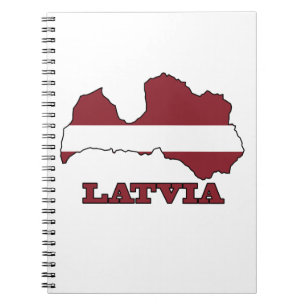 Carnet Drapeau dans la carte de la Lettonie