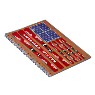 Carnet Drapeau des Etats-Unis avec mur de bois