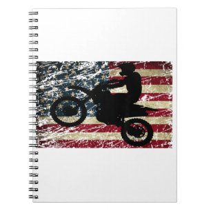 Carnet Drapeau Dirt Vélo USA Drapeau T-Shirt Motocross Dr