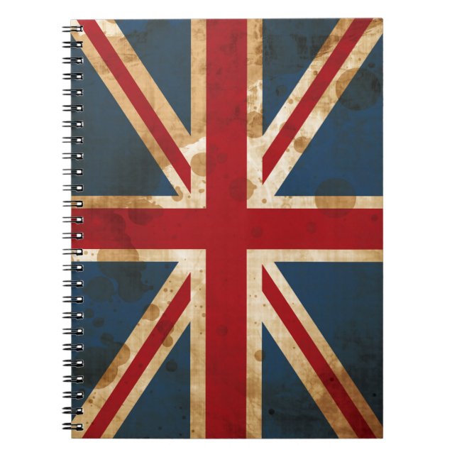 Carnet Drapeau grunge souillé d'Union Jack R-U (Devant)