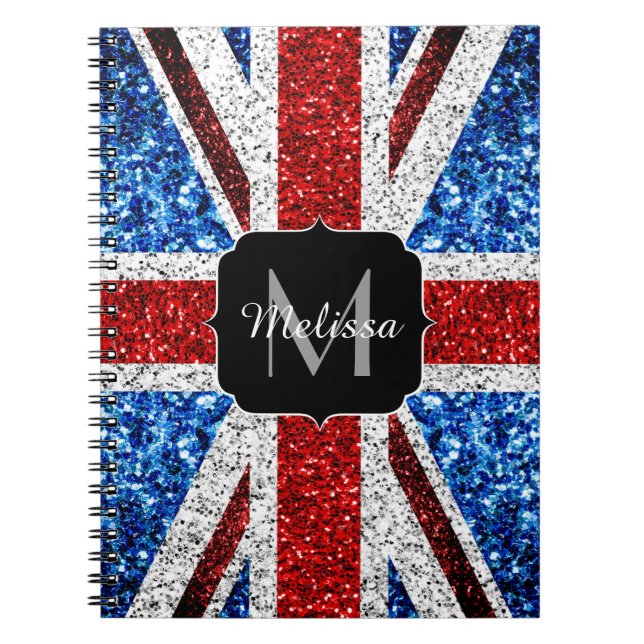 Carnet Drapeau rouge bleu blanc brillant parties scintill (Devant)