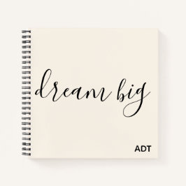 Carnet Dream Big Inspirational Quote Monogramme Noir|Blan
