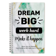 Dream Big Work Hard Emerald Gold Personnalisable