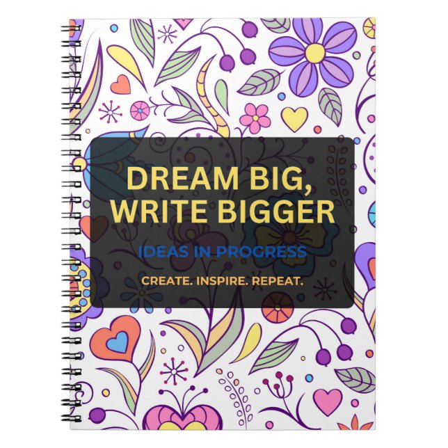 Carnet Dream Big, Write Bigger – Inspirational (Devant)