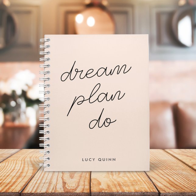Carnet Dream Plan Do | Blush Pink Modern Design Script (Créateur téléchargé)