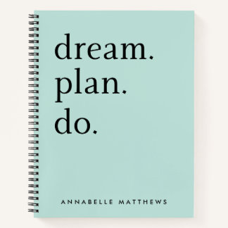 Carnet Dream Plan Do | Vert menthe minimaliste moderne