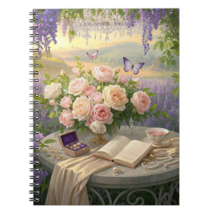 Carnet Dreamy Floral sanctuaire baigné d'or heure lumière