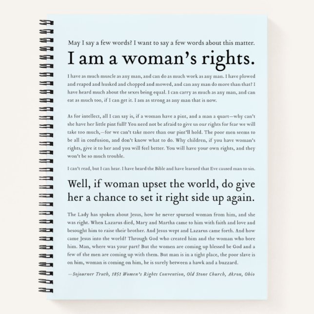 Carnet Droits des femmes Sojourner Vérité discours citati (Devant)