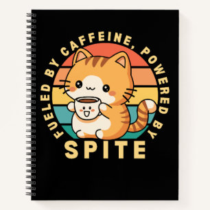 Carnet Drôle Cute Cat Animal Citation de café Retro Sunse