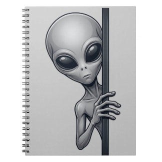 Carnet Drôle de conception d'alien gris regardant furtive