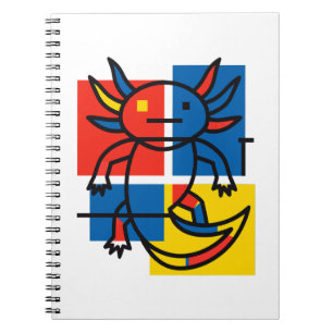 Carnet Drôle de motif d'art abstrait Axolotl Piet Mondria