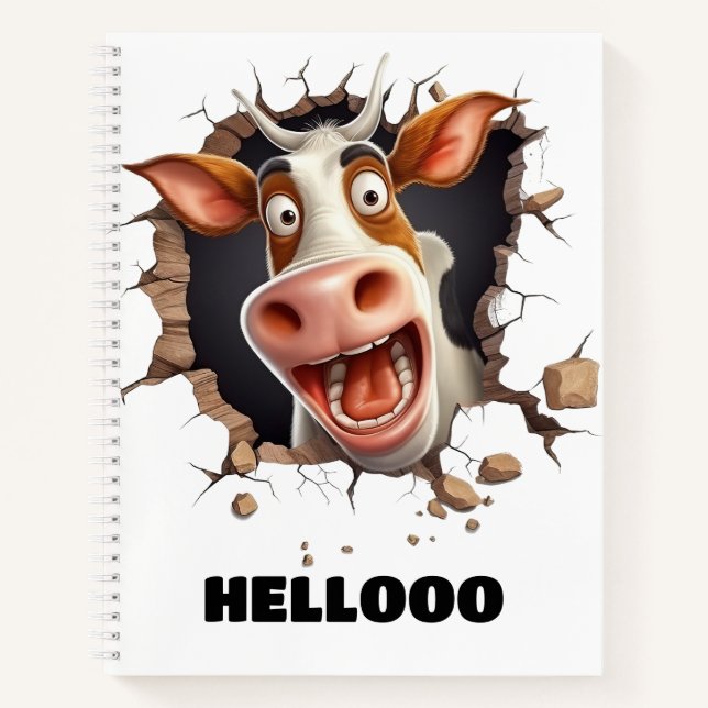 Carnet Drôle dessin animé de vache folle animal de ferme  (Devant)
