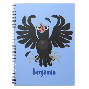 Carnet Drôle fou corbeau dessin animé de corbeau de corne