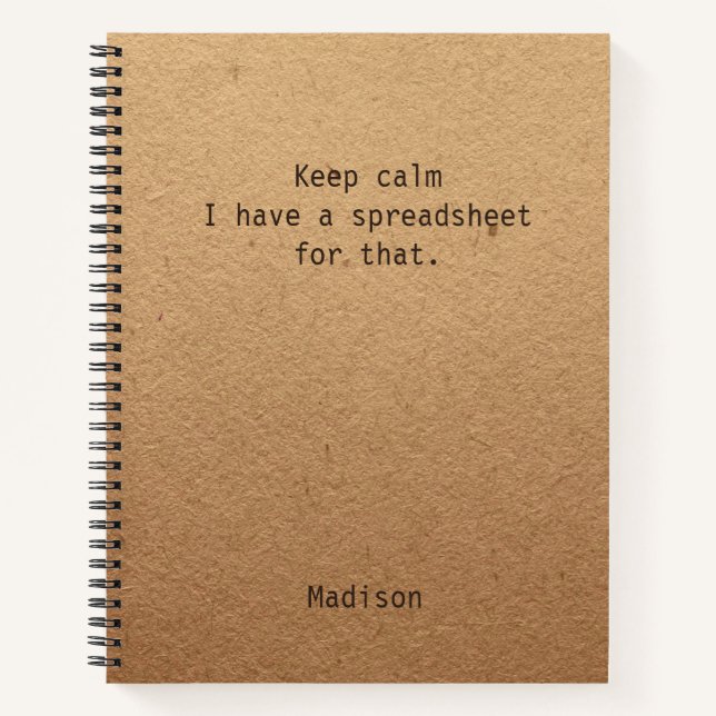 Carnet Drôle Garder Calme Feuille de calcul Office person (Devant)