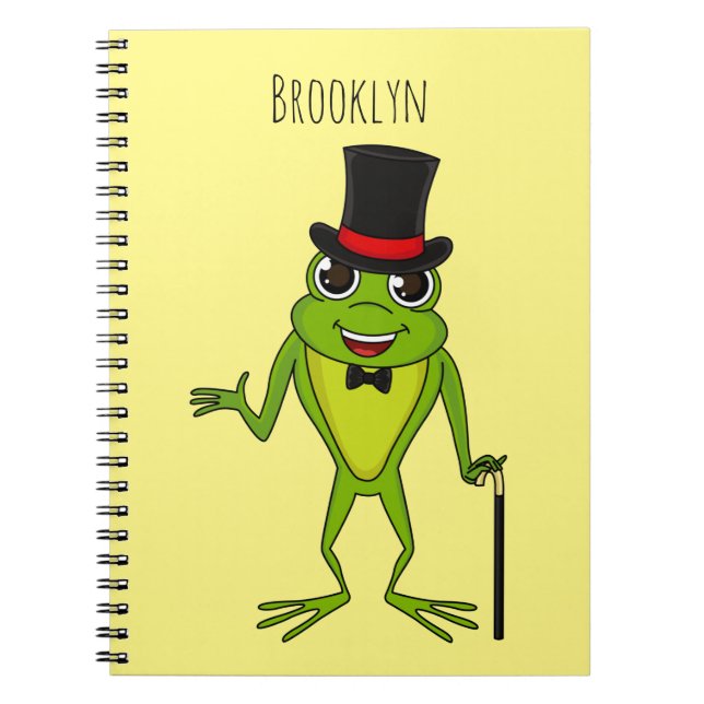 Carnet Drôle grenouille avec chapeau dessus dessin animé (Devant)