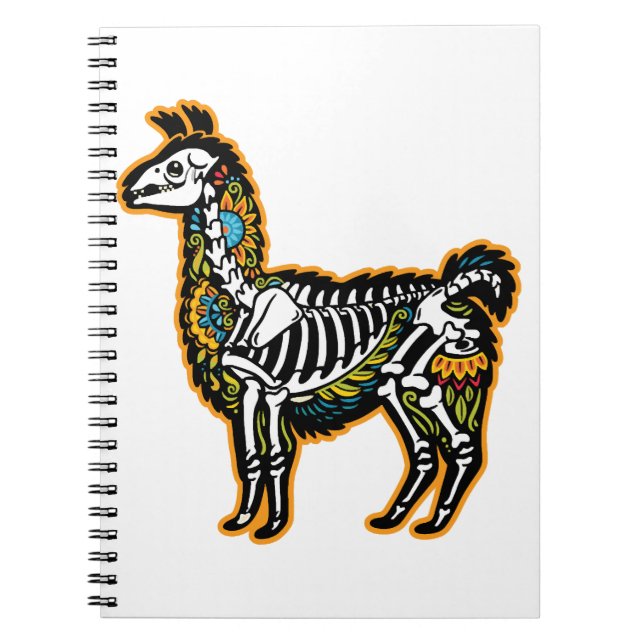 Carnet Drôle Halloween Llama Skeleton Graphisme - (Devant)