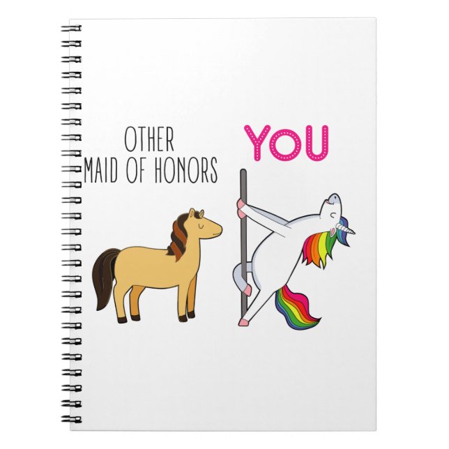 Carnet Drôle Maid De Proposition D'Honneur, Cute Unicorn (Devant)