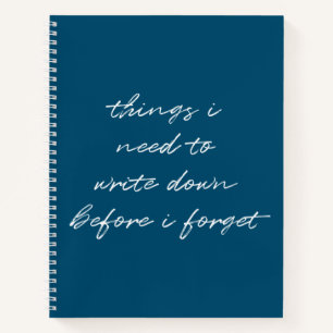 Carnet Drôle Moderne Bleu Minimaliste Script À Faire List