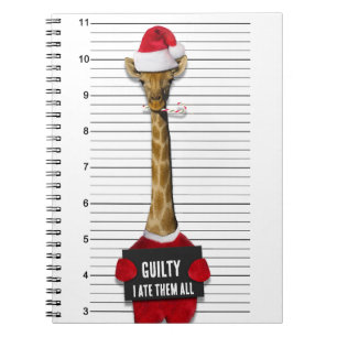 Carnet Drôle Mugshot Guilty Giraffe Noël