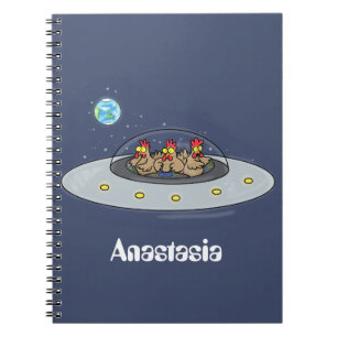 Carnet Drôle poule dans l'espace dessin animé