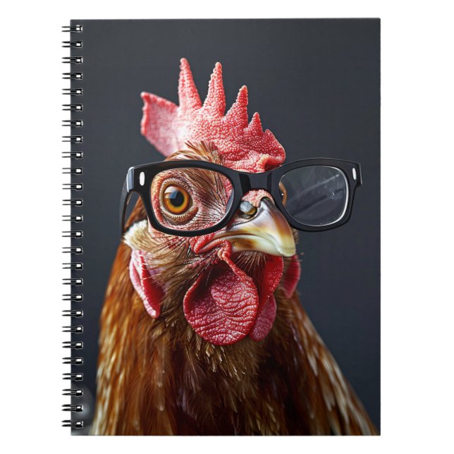 Carnet Drôle poulet portant des lunettes (Devant)