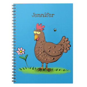 Carnet Drôle poulet rustique whimsical dessin animé
