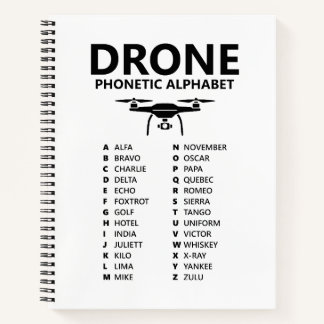 Carnet Drone Phonetic Alphabet – White Graph Notebook