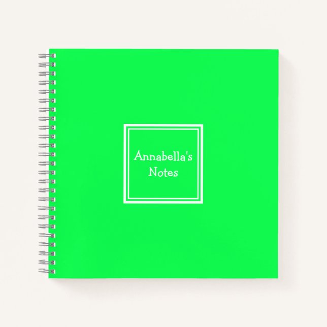 Carnet du collège | Neon Green | Personnalisé (Devant)