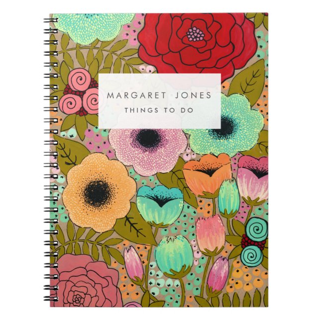 Carnet du Journal de Jardin Floral Peint (Devant)