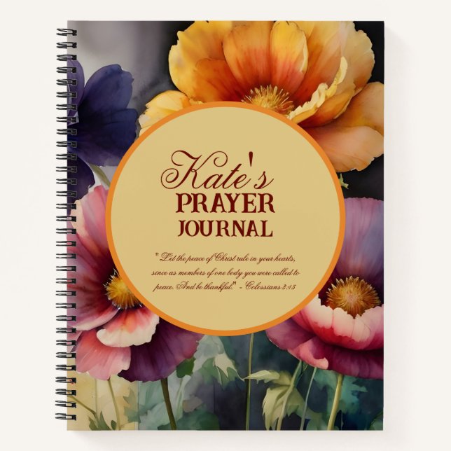 Carnet du journal de prières florales aquarelle (Devant)