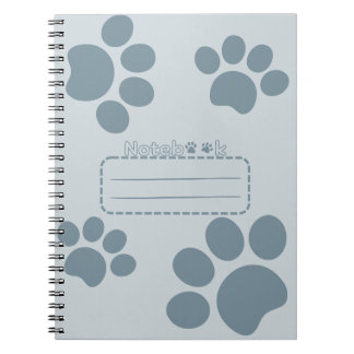 Carnet du journal gris-bleu des pattes de chat
