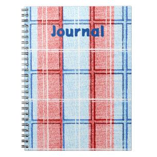 Carnet du journal Plaid rouge, blanc et bleu