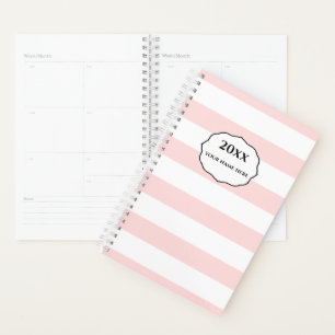 Carnet du planificateur à bandes roses personnalis