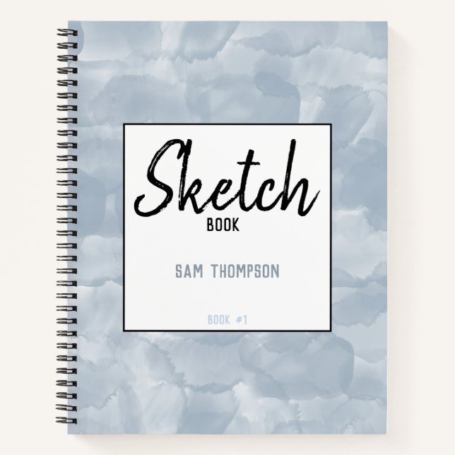 Carnet Dusty Blue Aquarelle Pinceau Strokes Sketchbook (Devant)